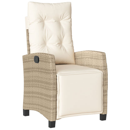 Set Van 2 Beige Pe Rattan 2-Zit Verstelbare Voetensteunen