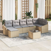 Garden Sofa Set with Cushions 8 pcs Beige and Light Grey poly rattan