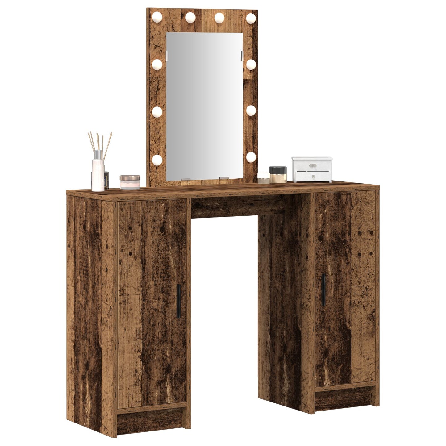 Kaptafel Met Led-Verlichting 102X33X135 Cm Oud hout
