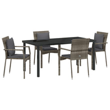 5-Delige Tuinset Met Kussens Grijs Poly Rattan