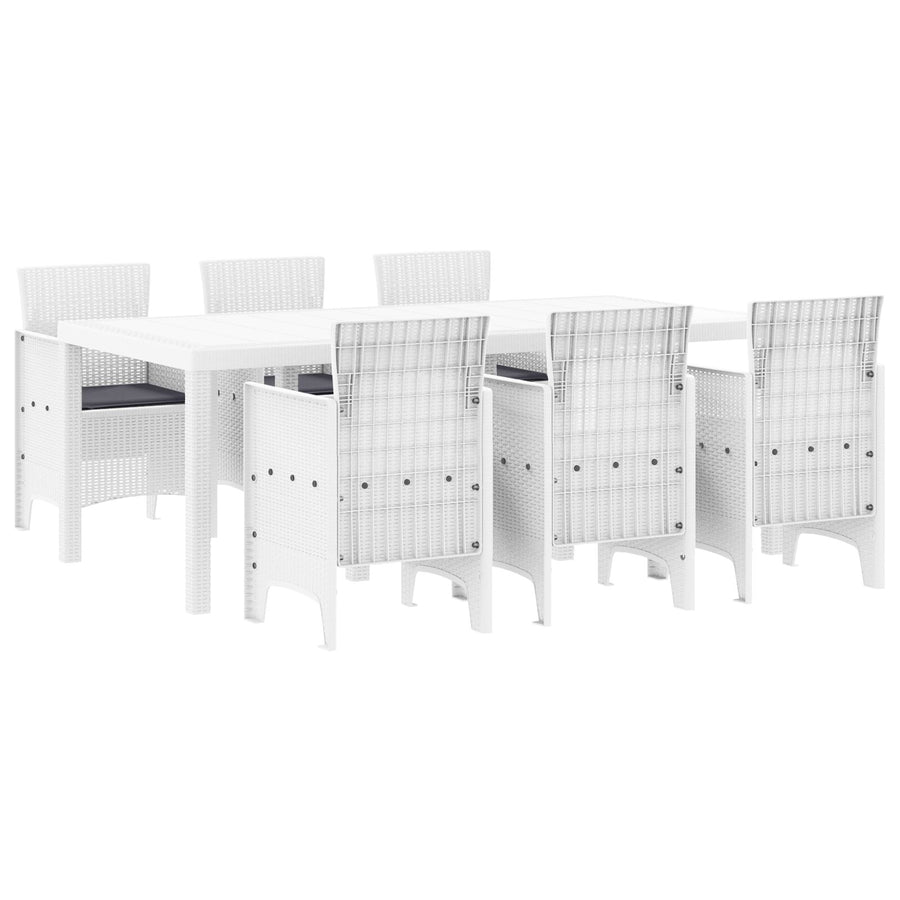 7-Delige Tuin Eetset Met Kussens Wit Poly Rattan
