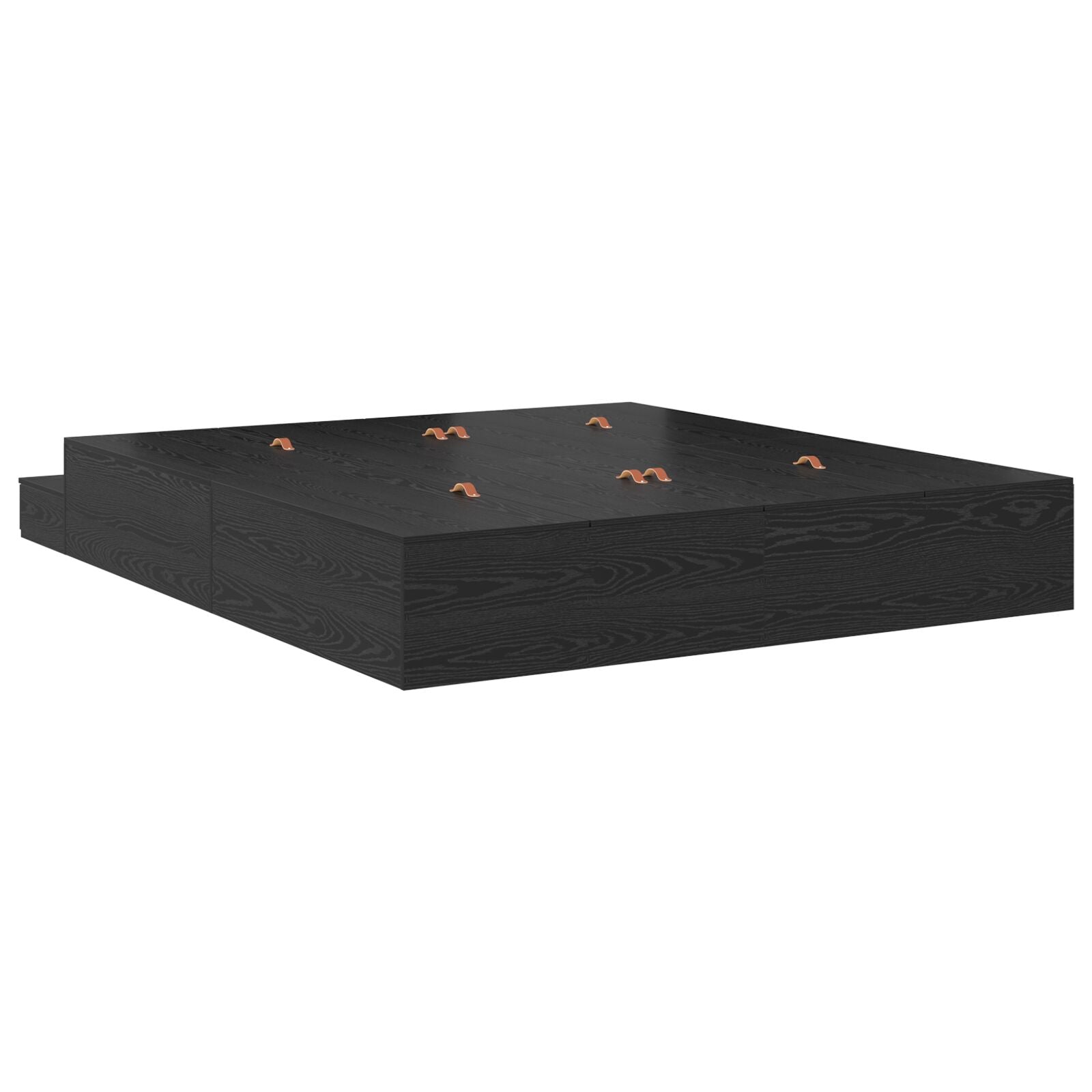 Opbergbedframe Zwart Eiken Bewerkt Hout 236,5 X 200 X 31,5 Cm Artisanaal Eiken