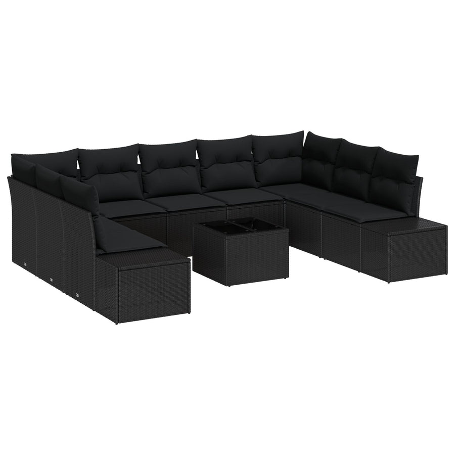 10-Delige Tuin Sofa Set Met Kussens Beige Poly Rattan