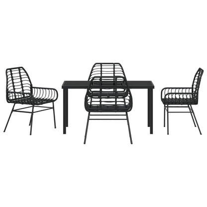 5-Delige Tuin Eetset Zwart Poly Rattan