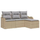 Tuinset poly rattan 4-delig beige grijs