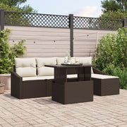 Loungeset polyrattan 5 personen bruin crème