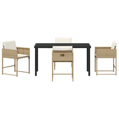 5-Delige Tuin Eetset Met Kussens Beige Poly Rattan