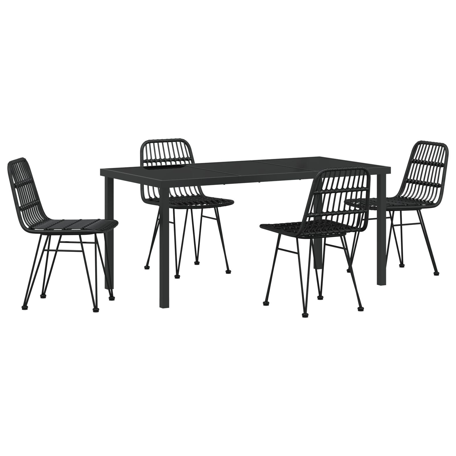 5-Delige Tuinset Zwart Poly Rattan