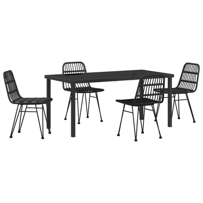 5-Delige Tuinset Zwart Poly Rattan
