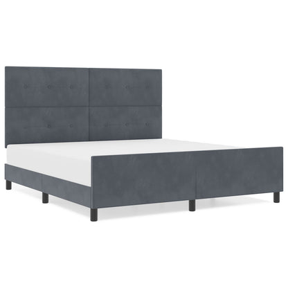 Bedframe Donkergrijs 180X200 Cm Fluweel Crème
