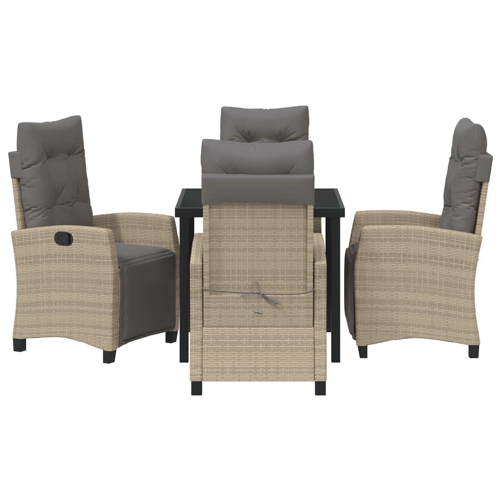 5-Delige Tuin Eetset Beige Poly Rattan