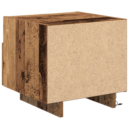 Nachtkastjes Met Led-Lampen 2 Stuks Oude Hout 40X39X37 Cm Oud hout