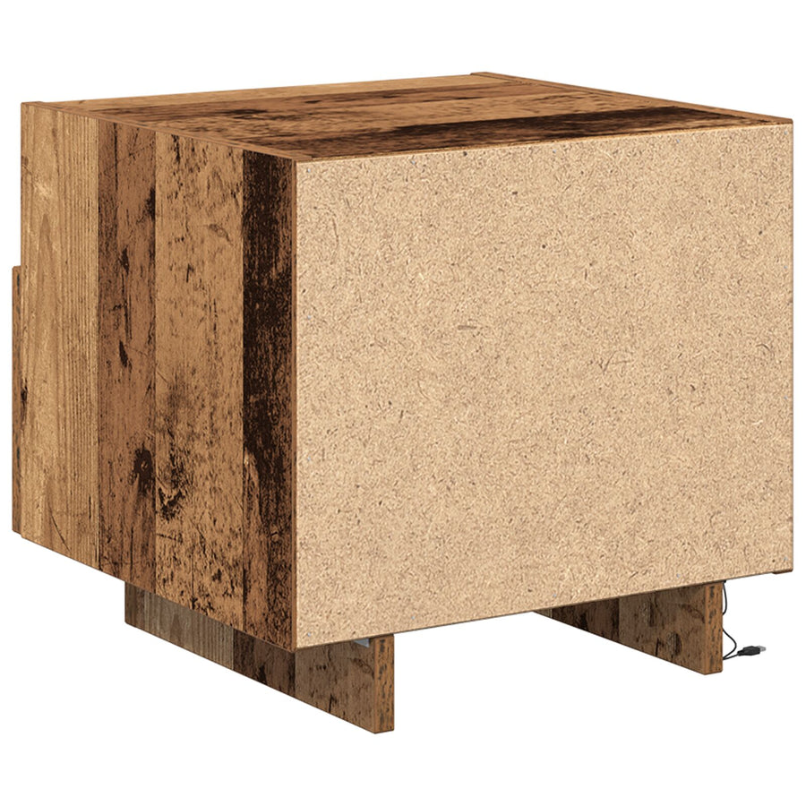 Nachtkastjes Met Led-Lampen 2 Stuks Oude Hout 40X39X37 Cm Oud hout