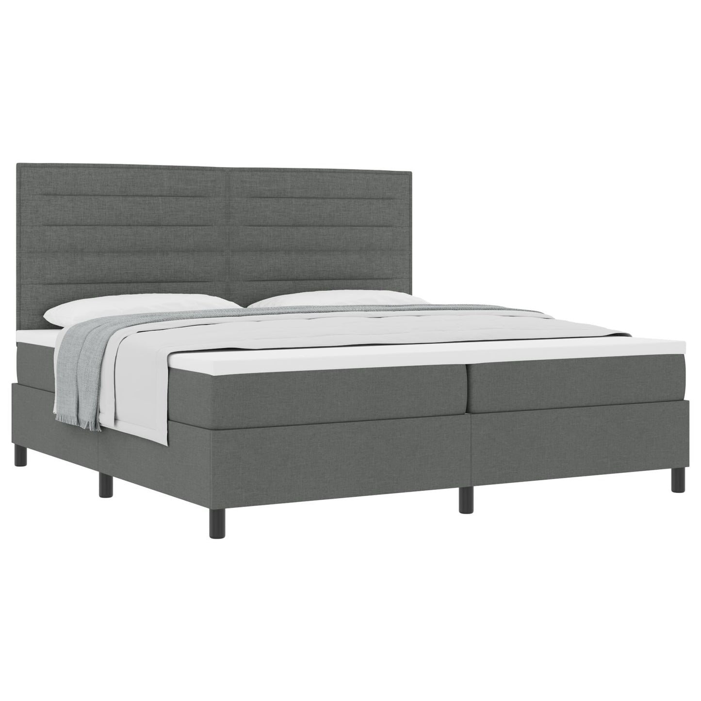 Boxspring Bed Met Matras Donkergrijs 200X200 Cm Stof Lichtgrijs