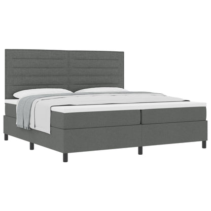 Boxspring Bed Met Matras Donkergrijs 200X200 Cm Stof Lichtgrijs