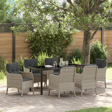 7-Delig Tuin Eetset Met Kussens Lichtgrijs Poly Rattan