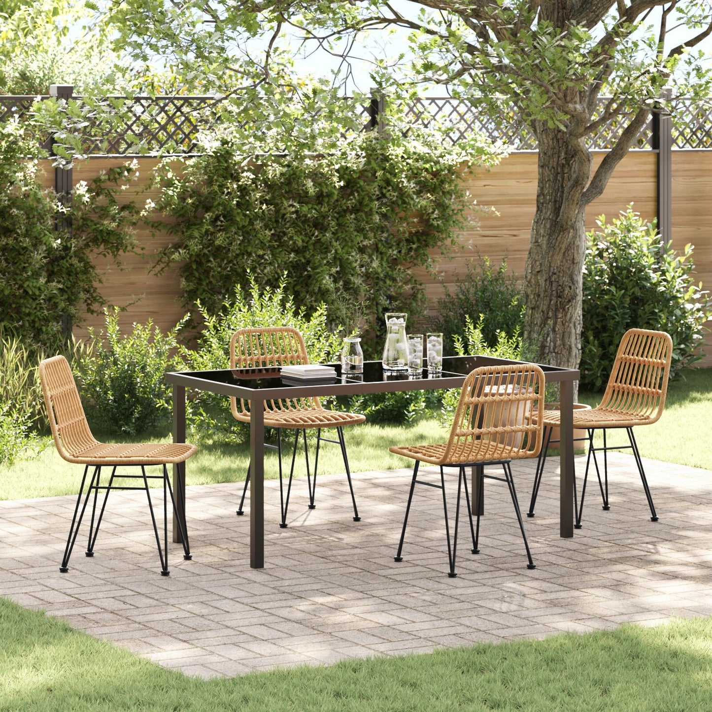 5-Delige Tuin Eetset Bruin Poly Rattan