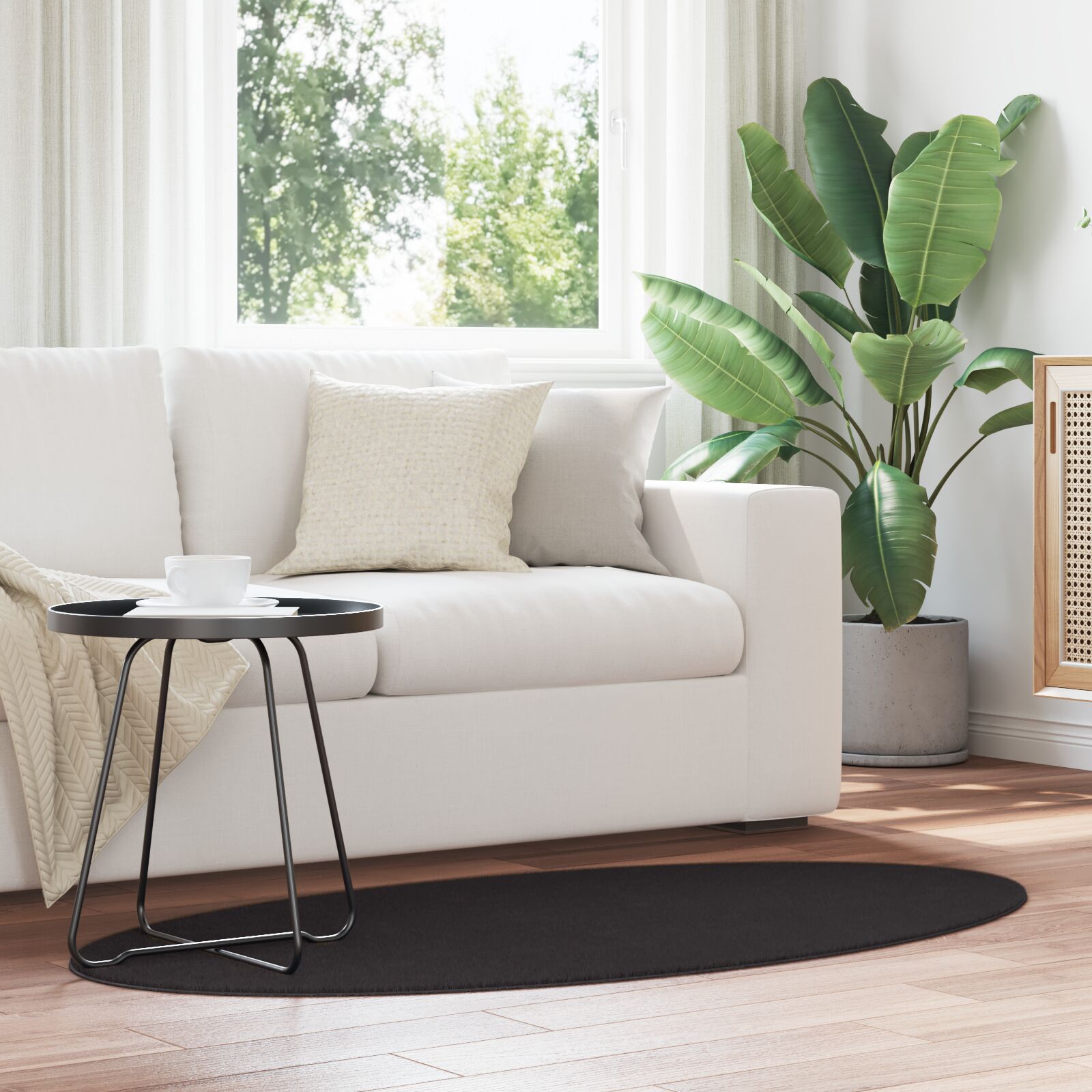 Vloerkleden Polyester Antislip Vloerkleed Zwart 80 x 150 cm