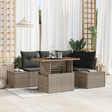 5-Delige Tuin Sofaset Met Kussens Grijs Poly Rattan