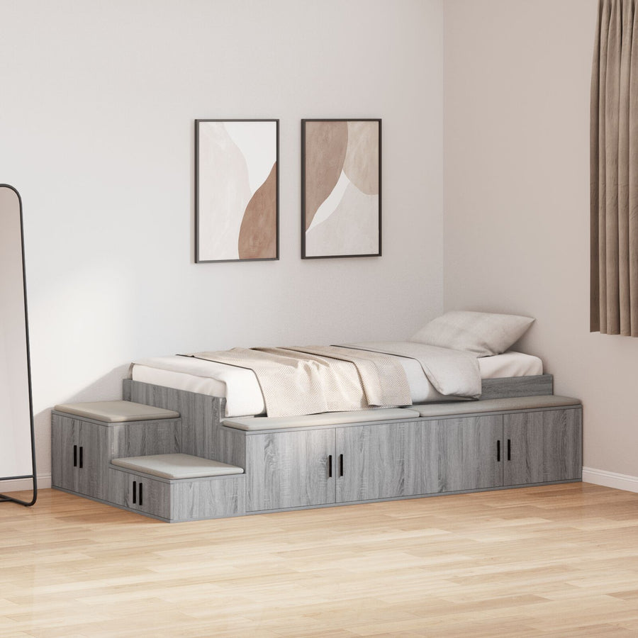 Opslagbed Grijs Sonoma Bewerkt Hout 75 X 190 Cm Opslagbed Frame Artisanaal Eiken