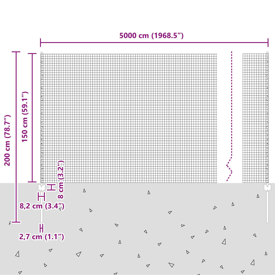 Gegalvaniseerd Draadhek Met 44 U Palen Zilver 1,5X50 M Staal