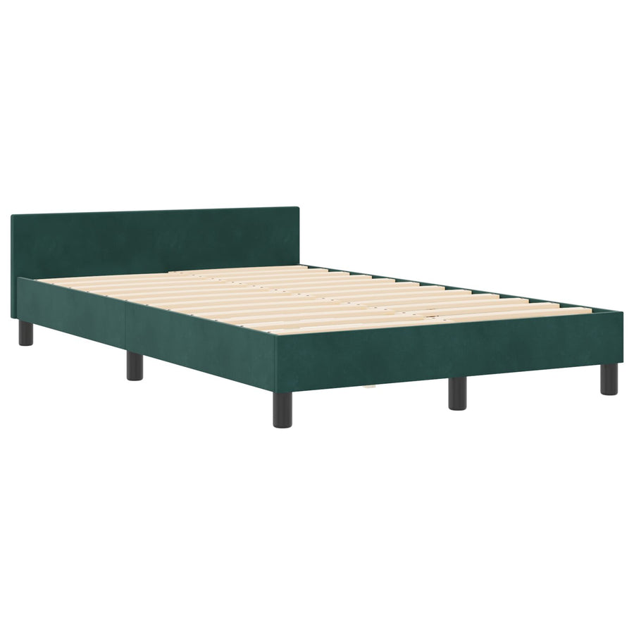 Bed Frame Donkergroen 120X200 Cm Velours Crème