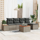 Garden Sofa Set with Cushion 6 pcs Grey Poly Rattan