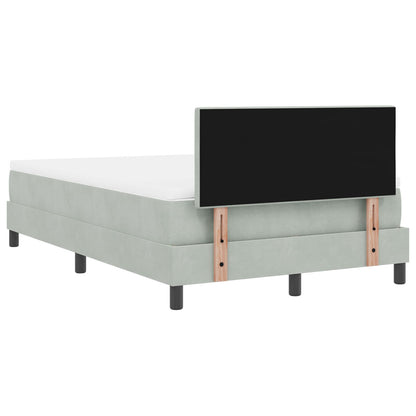 Boxspringbed Met Matras Lichtgrijs 120X200 Cm Fluweel Blauw