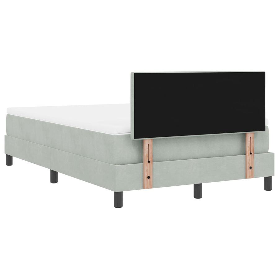 Boxspringbed Met Matras Lichtgrijs 120X200 Cm Fluweel Blauw
