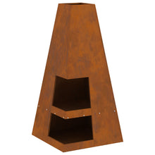 Vuurkorf Met Houtopslag Weerbestendig Staal Verweerd staal/Bruin 50 x 50 x 100 cm