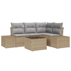 Garden Sofa Set 5 pcs Beige poly rattan
