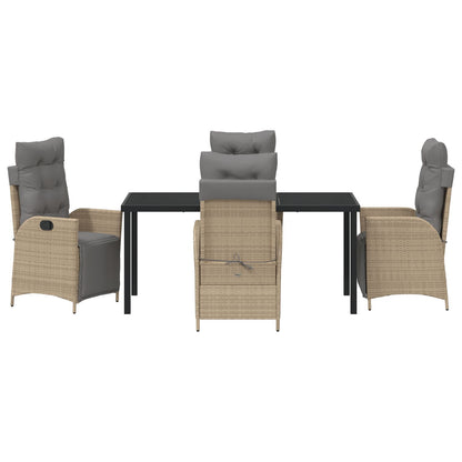 5-Delige Tuin Eetset Beige Poly Rattan