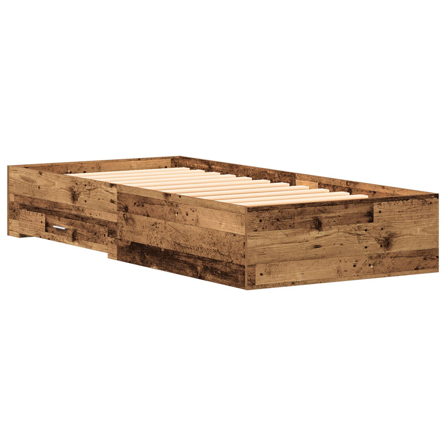 Bed Frame Oude Hout 90X200 Cm Engineered Hout Ambachtelijk Eiken