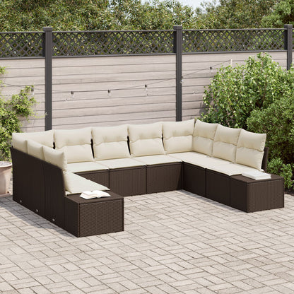 9-Delig Tuin Sofa Set Met Kussens Bruine Poly Rattan
