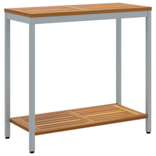 Buitentafel E & Grijze 35X80X75 Cm Massief Hout En Staal Natuurlijk en grijs 80 x 35 x 75 cm