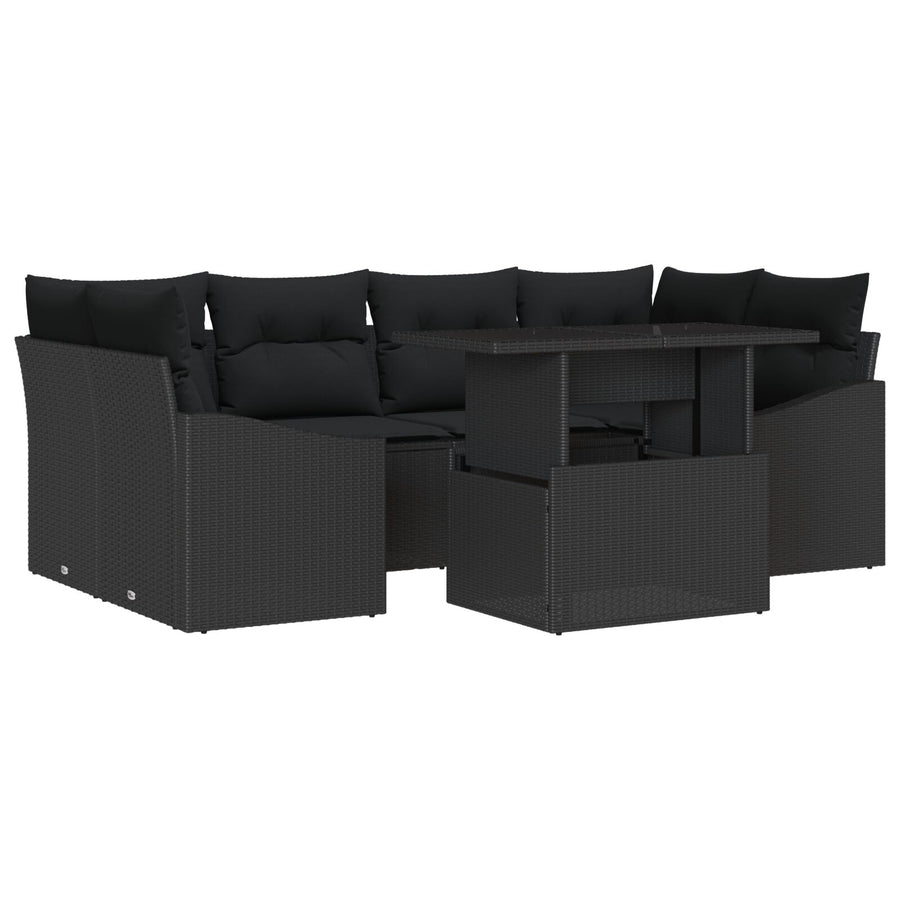 Tuin Sofa Set Set Van 7 Zwart Rattan Buiten Sofa Set