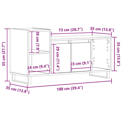 Tv-Kast 100X35X55 Cm Engineered Wood Zwart eiken