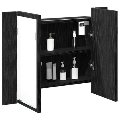 Led Spiegelkast Voor In De Badkamer Zwart Eiken 60X12X45 Cm Gelaagd Hout