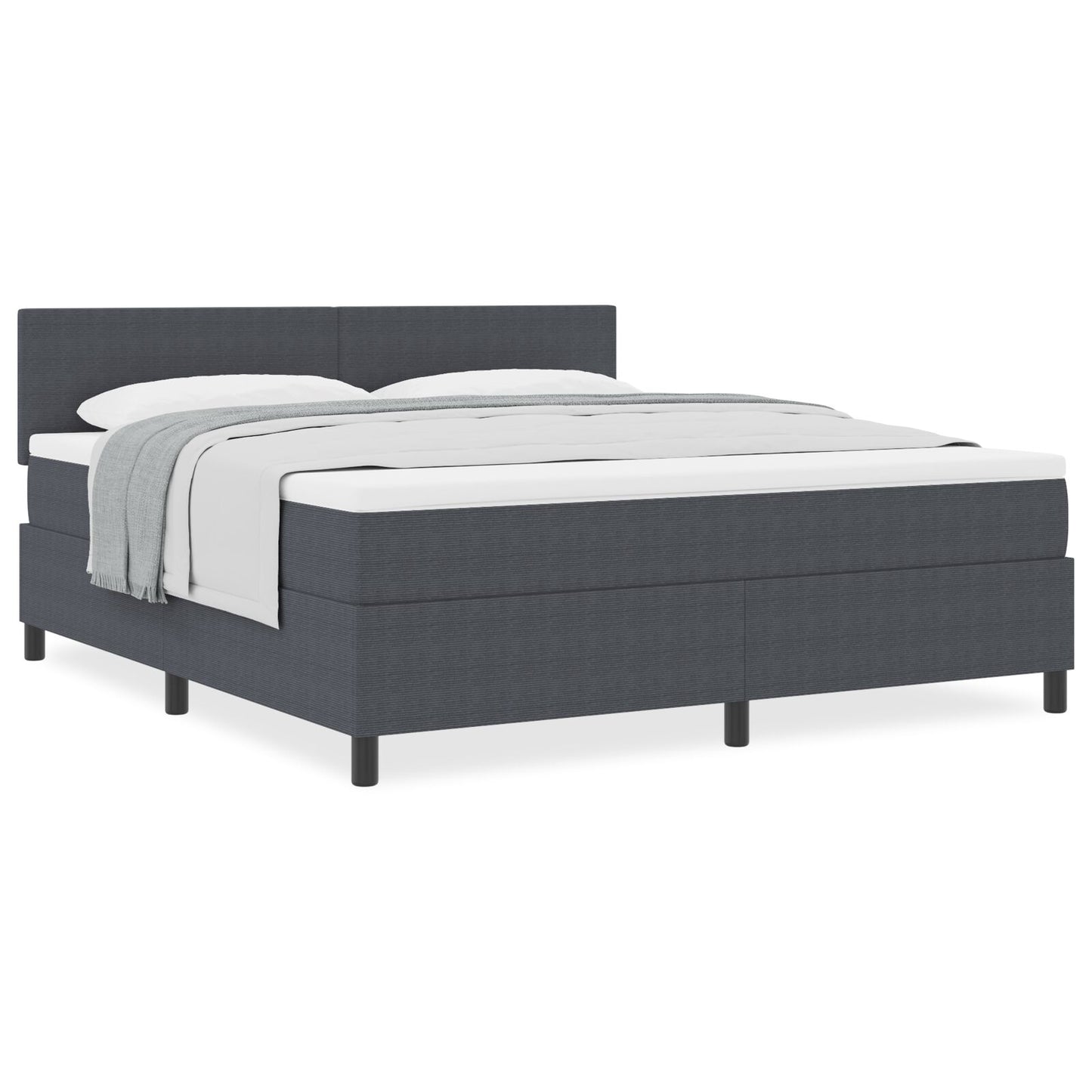 Boxspring Bed Met Matras Donkergrijs Super King Corduroy Stof