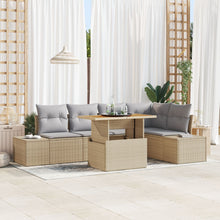 6-Delige Tuin Sofa Set Met Kussens Beige Poly Rattan