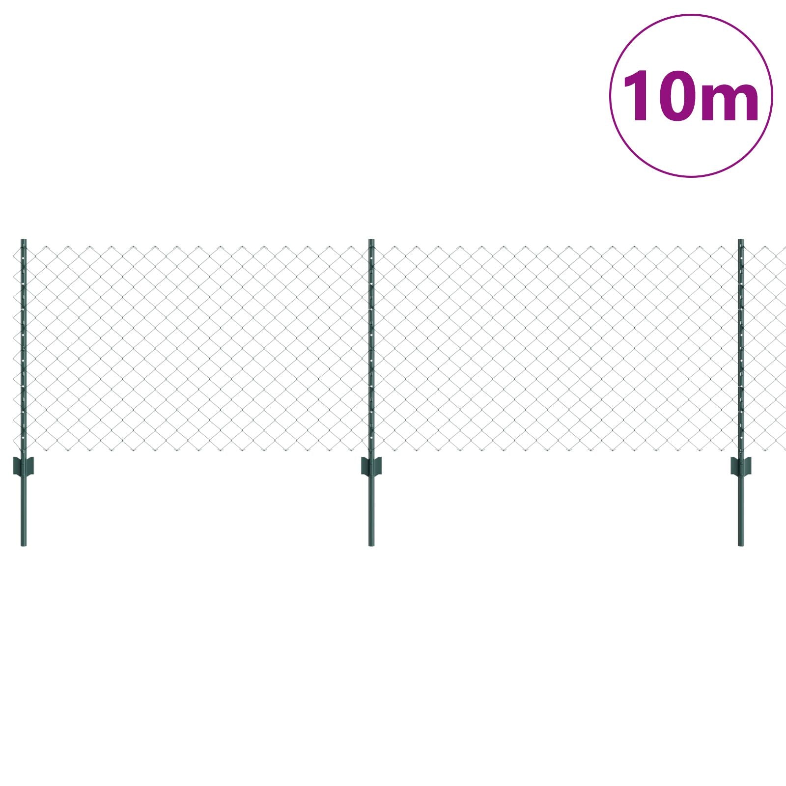 Hek Van Kettinglink Met 10 U-Posts Groen 0.8X10 M Staal