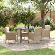 Tuinset poly rattan beige 4 stoelen tafel