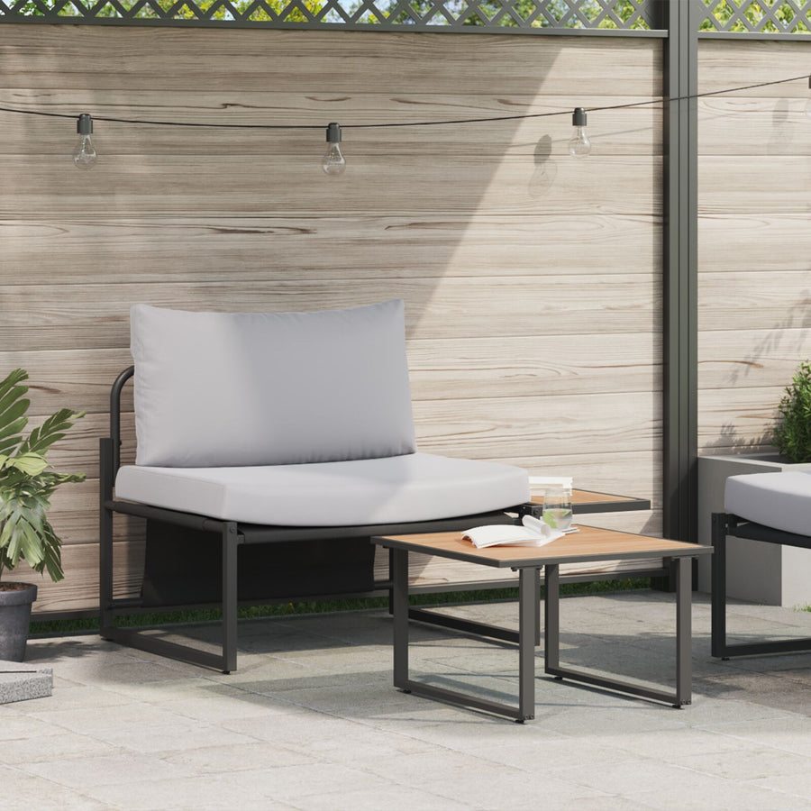 2-Delige Tuin Bank Set Eénzits Met Lichtgrijze Kussens Lichtgrijs