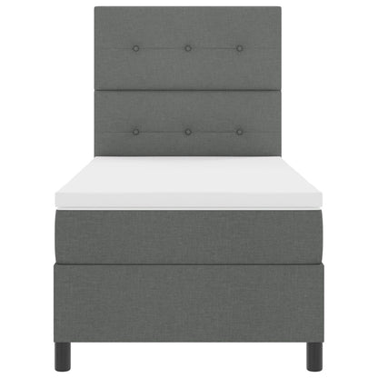 Boxspringbed Met Matras Stof Donkergrijs 80 x 200 cm Knop tufted