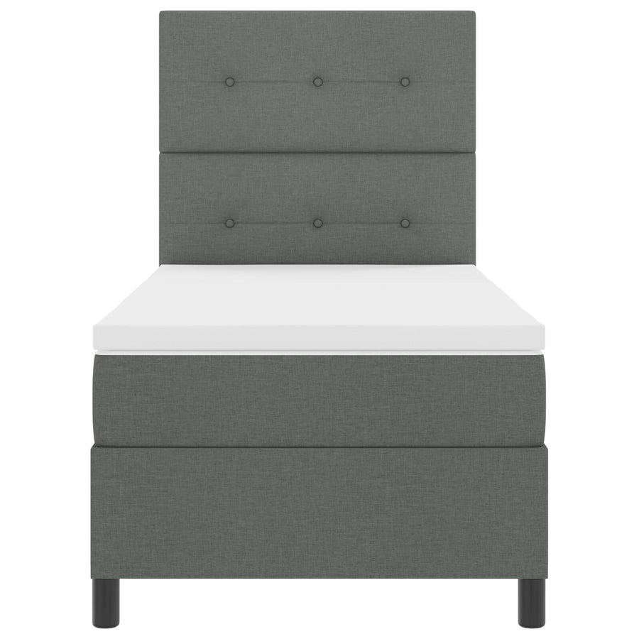 Boxspringbed Met Matras Stof Donkergrijs 80 x 200 cm Knop tufted