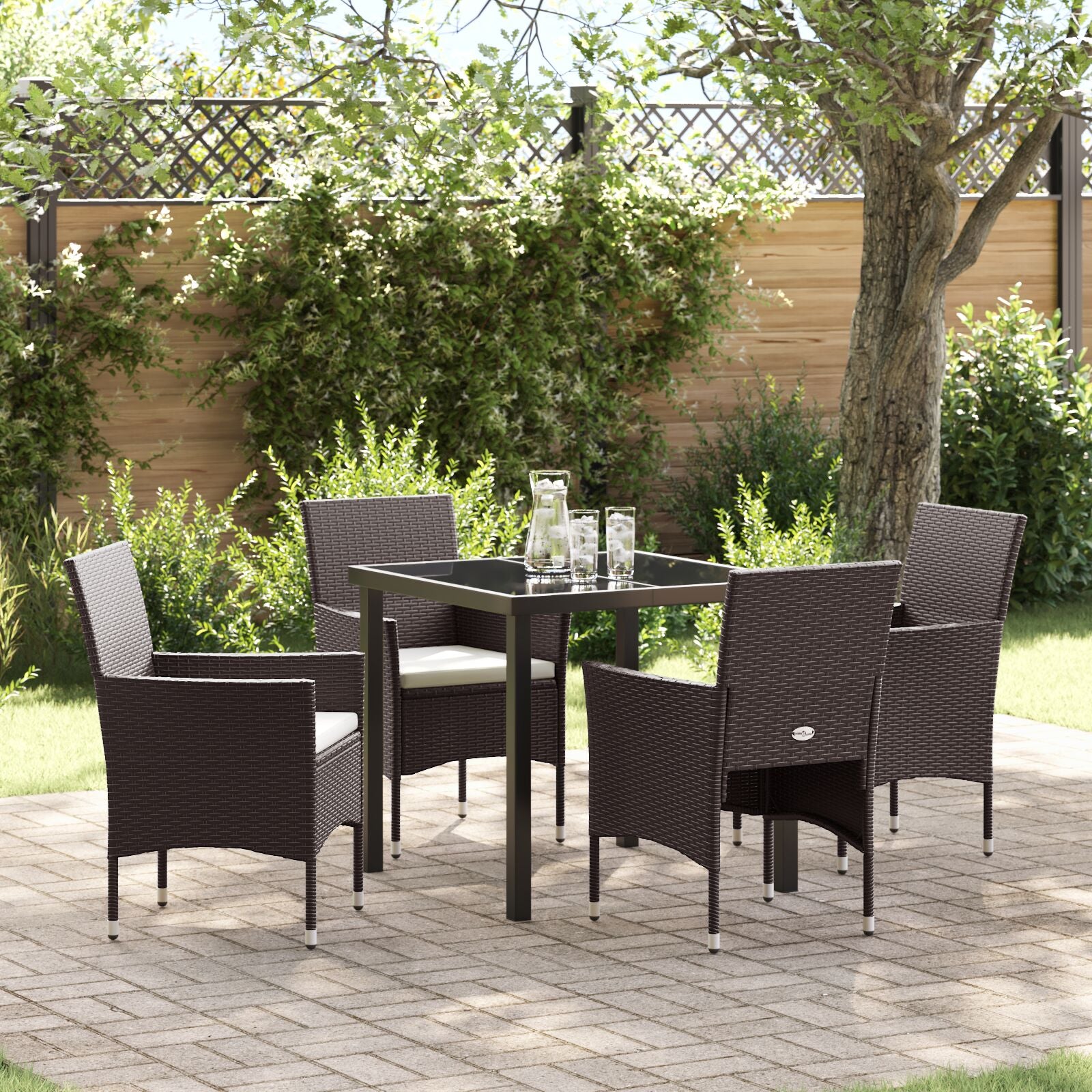 5-Delige Tuin Eetset Bruin Poly Rattan
