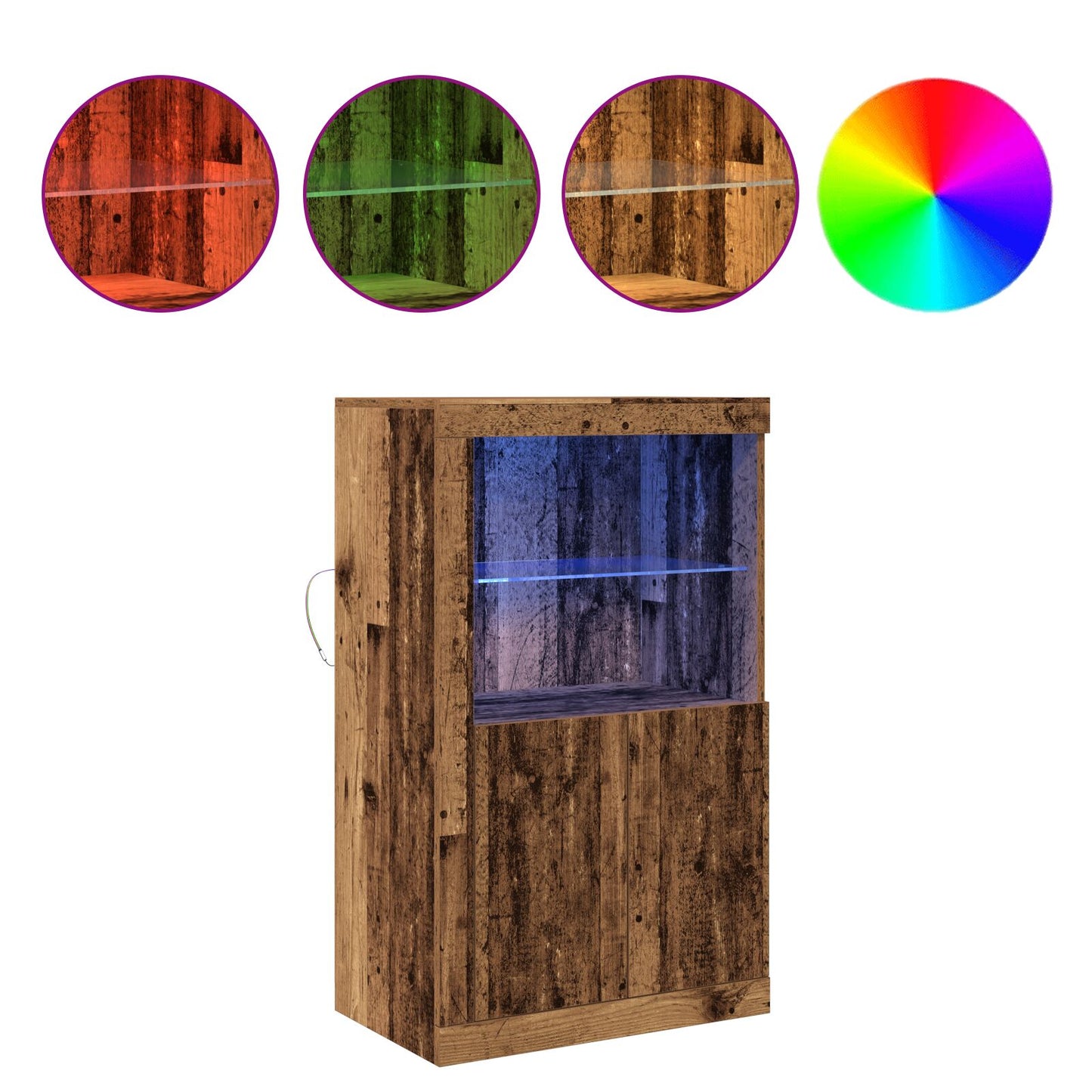 Dressoir Met Led Verlichting 60,5X37X100 Cm Oud hout