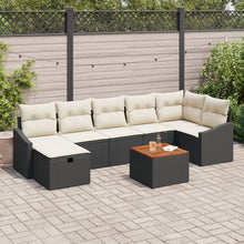 8-Delige Tuinbankset Met Kussens Zwarte Poly Rattan