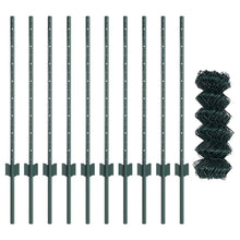 Hek Van Kettinglink Met 10 U-Posts Groen 0.8X10 M Staal