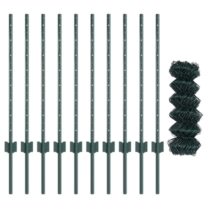 Hek Van Kettinglink Met 10 U-Posts Groen 0.8X10 M Staal